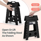 Delxo Folding Step Stool 16 Inch,Non-Slip Foldable Stools for Adults Up to 300 LBS,Kitchen Collapsible Fold Up Stepping Stool with Dotted 1 Pack,Black - Image 6
