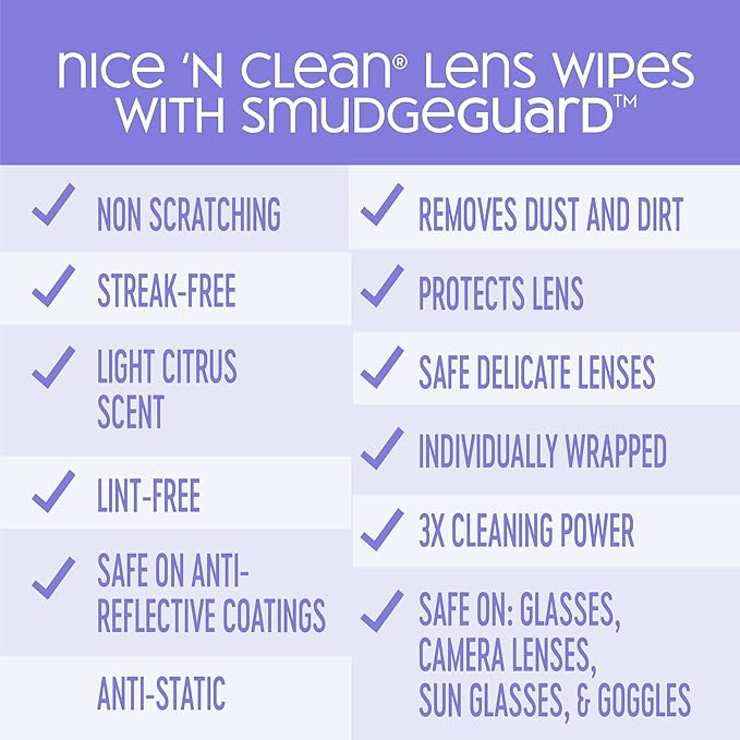 Nice 'N CLEAN SmudgeGuard Lens Wipes | Individually-Wrapped, Pre-Moistened - Image 8