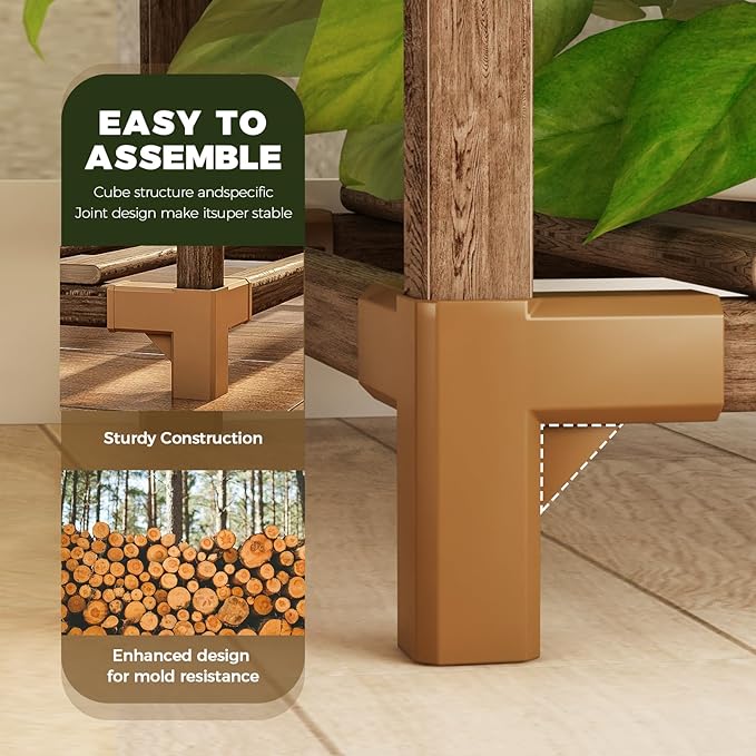 Bamworld Large Hanging Plant Stand Indoor Tall Plant Shelf Outdoor 14 Pots Large Plant Rack for Living Room Patio, Balcony and Garden - Image 3