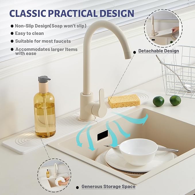 Stone Faucet Mat for Kitchen Sink，Super Absorbent Diatomite Fast Drying Stone - Image 4