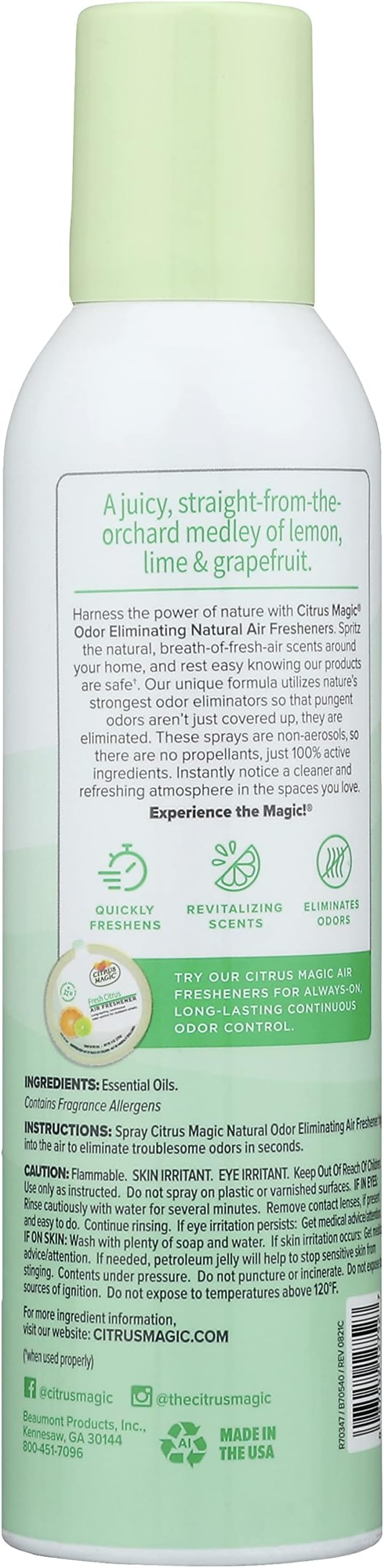 Citrus Magic Odor Eliminating Air Freshener Spray, Fresh Citrus - Image 2