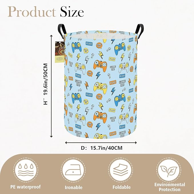 HUNRUNG Laundry Hamper, Large Canvas Fabric Lightweight Storage Basket Toy - Image 2