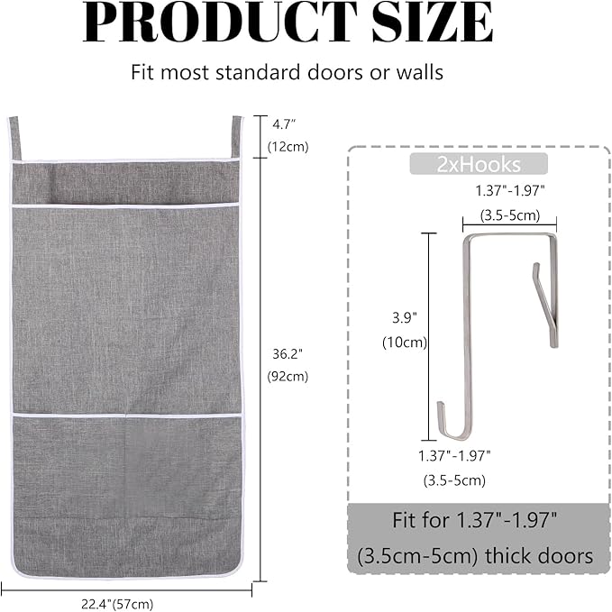 XL Hanging Laundry Hamper Bag, Door Hanging Hamper - Image 3