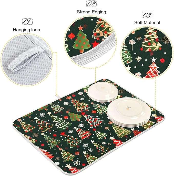 Christmas Tree Green Dish Drying Mat - Image 4