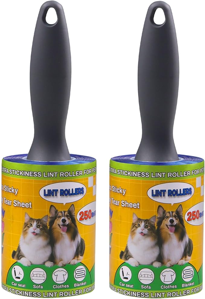 Lint Rollers Pet Hair Value Pack of 500 Sheets, Extra Sticky Lint Remover by Sunroda