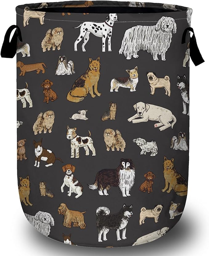 Cute Dogs Laundry Basket, Foldable Dog Lover Laundry Hamper Tote Bag Dirty by Unknown