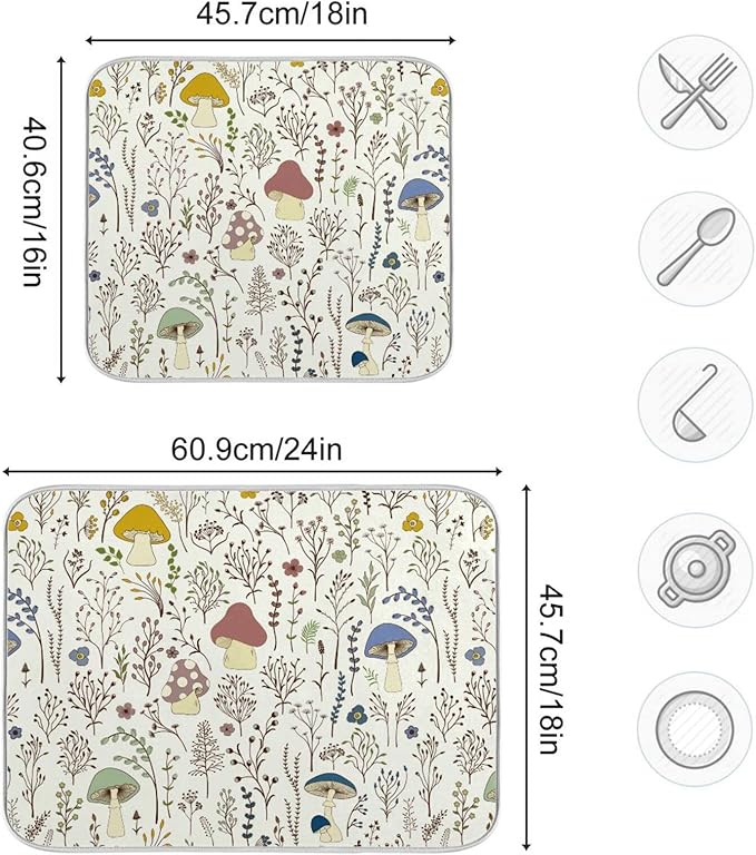 Cute Mushroom Wild Plant Dish Drying Mat - Image 5