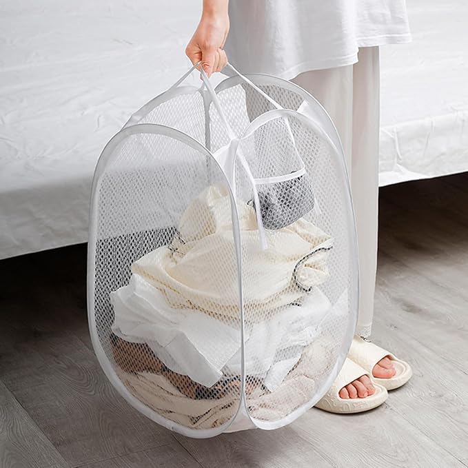 2pcs Pop Up Mesh Laundry Hamper Room Collapsible Storage Bin Lightweight Basket - Image 4