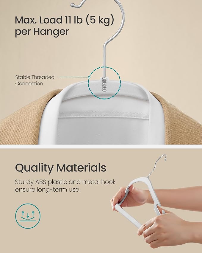 SONGMICS Velvet Hangers 50 Pack, Non-Slip Clothes Hangers, 17 x 8.3 Inches - Image 6