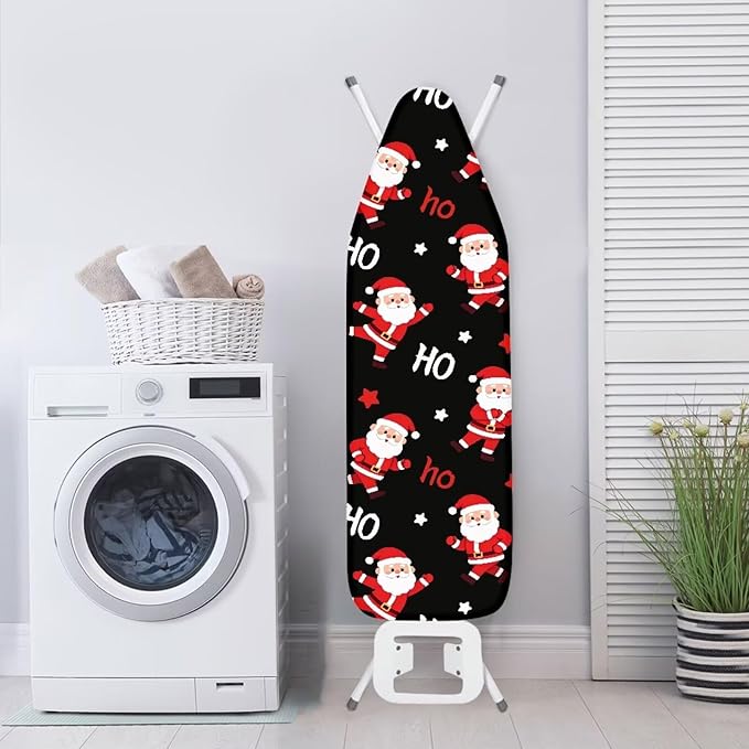 Black Christmas Santa Ironing Board Cover Cover Standard Size Soft Fabric - Image 3