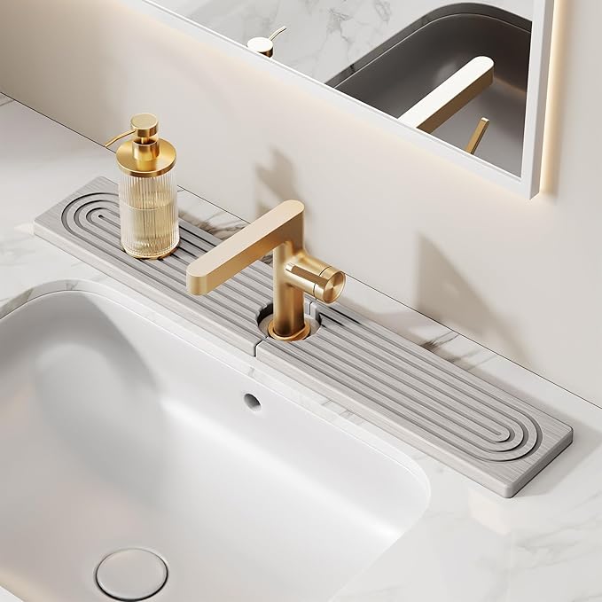 23.6 Inch Stone Faucet Mat for Kitchen Sink Splash Guard, Diatomite Sink by Unknown