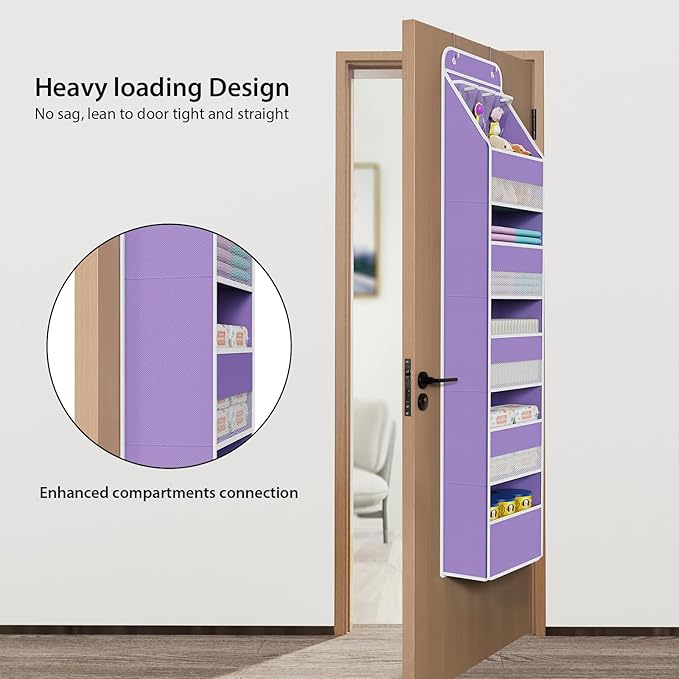 Univivi 6-Shelf Over Door Hanging Organizer Fabric Baby Door Storage - Image 2