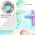 Coral Sea Shells Stars Pattern Dish Drying Mat - Image 2