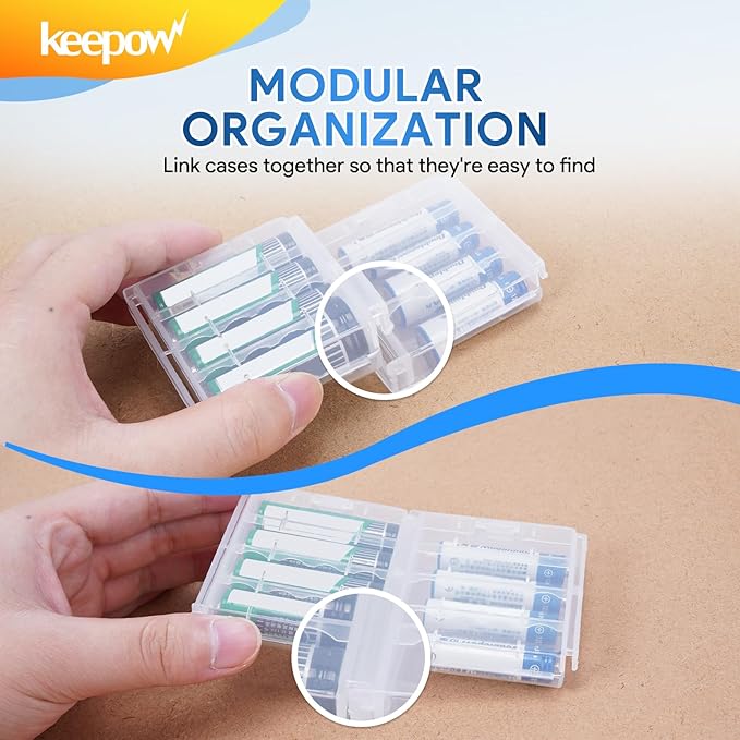 KEEPOW 6 Pcs AA/AAA Battery Storage Case Holder Box - Image 5