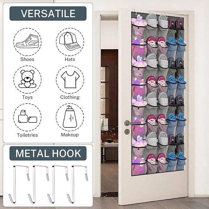 40-Pocket Over the Door Shoe Organizer - Image 3