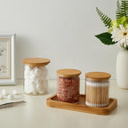 3 Pack Glass Qtip Holder Dispenser, 20 oz and 11 oz Clear Glass Apothecary Jars - Image 4