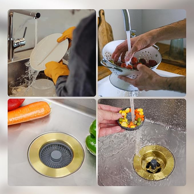 Hibbent Upgraded 3 in 1 Kitchen Sink Drain Strainer and Stopper Combo, - Image 8