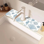 Marine Seashell Seahorse Coral Kitchen Sink Splash Guard Mat Absorbent Fast - Image 2