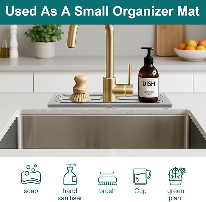 Stone Faucet Mat for Kitchen Bathroom Sink Diatomite Quick Dry Around Faucet - Image 6