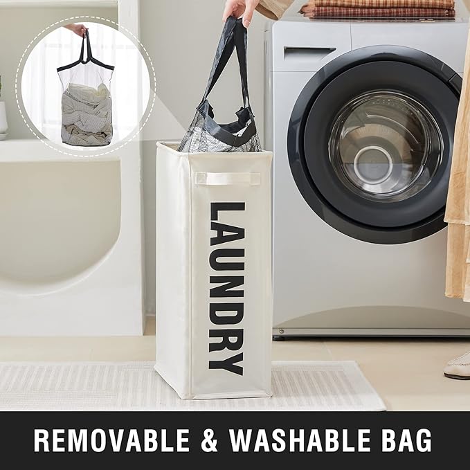 Slim Laundry Hamper with Removable Inner Bag and Side Handles, 45L Small - Image 2
