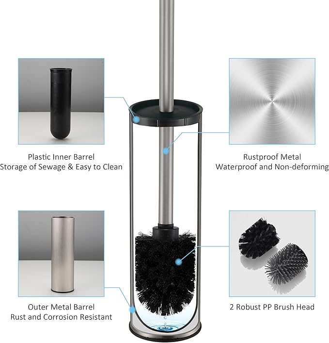 Toilet Brush and Holder, Stainless Steel Toilet Brushes - Image 2