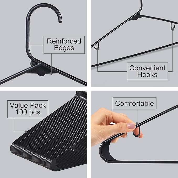 SUPER DEAL Plastic Hangers 100 Pack, Clothes Hangers - Image 4