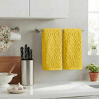 Artoid Mode 2 Pcs Yellow 3D Diamond Grid Jacquard Hand Towels - Image 3
