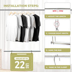 Hanging Closet Rod, 17-29In Adjustable Width and Up to 37In Height Adjustable - Image 2