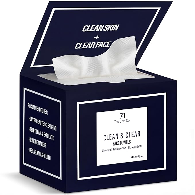 Clean & Clear Face Towels, Disposable Luxury Facial Towels, 100% Viscose by TheClynCo