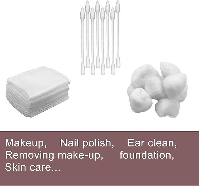 Travel Portable Cotton Swabs Set:100 Cotton Swabs, 10 Cotton Pads, 10 Cotton - Image 2