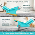 Carpet Rake for Pet Hair Removal, Dog Cat Fur Remover Rubber Broom, Stainless - Image 3