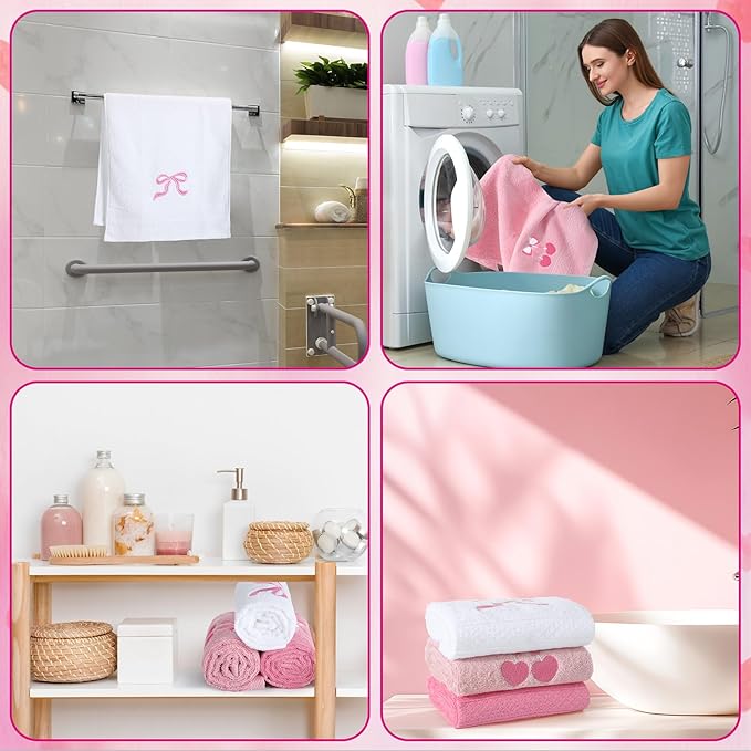 3 Pcs Bow Heart Hand Towels for Bathroom Embroidered Bathroom Towels Farmhouse - Image 6