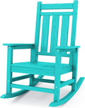 KINGYES Oversized Outdoor Rocking Chair, All-Weather Patio Rocking Chairs for Porch, HDPE Outdoor Patio Rockers with High Back & Wide Seat for Garden, Lawn, Aruba by KINGYES