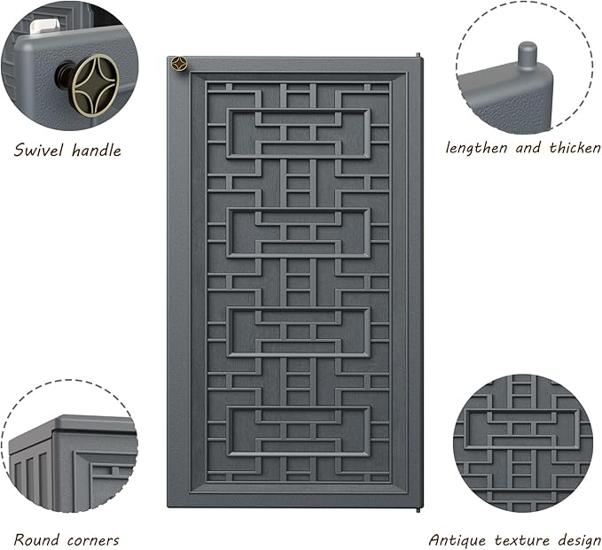 Indoor Outdoor Storage Cabinet Waterproof with Shelf,Plastic Storage Sheds Outdoor Cabinets for Patio/Garden/Backyard, Size 34.3''L*15''W*36.2''H（Gray） - Image 6