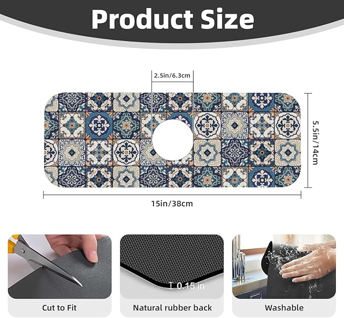 2Pcs Dish Drying Mats Faucet Mats Sets Large Size Coffee Mats Sink Faucet Mat - Image 6