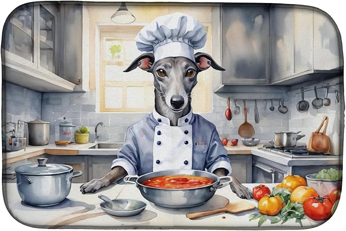 Caroline's Treasures DAC6264DDM Greyhound The Chef Dish Drying Mat Absorbent by CarolinesTreasures