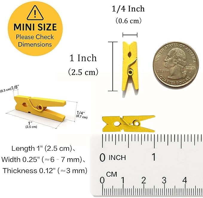 LWR CRAFTS Wooden Mini Clothespins 100 Per Pack 1" 2.5cm - Image 4