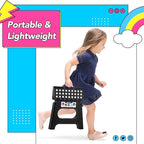Delxo Folding Step Stool,11 Inch Non-Slip Foldable Step Stools for Kids and Adults,Portable Foldable Step Stool Lightweight Small Folding Stool with Handle for Kitchen Bathroom in Black,1 Pack - Image 2
