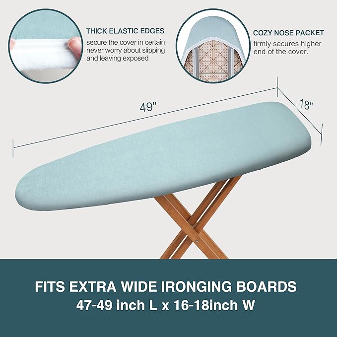 Ironing Board Cover and Pad 18x49， Extra Wide Thick Iron Padding, Scorch and - Image 5