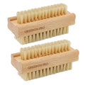 2 Pack Firm Boar Bristle Nail Brush, Hard Beech Wood Handle, Two Sided by GREENTHPRO