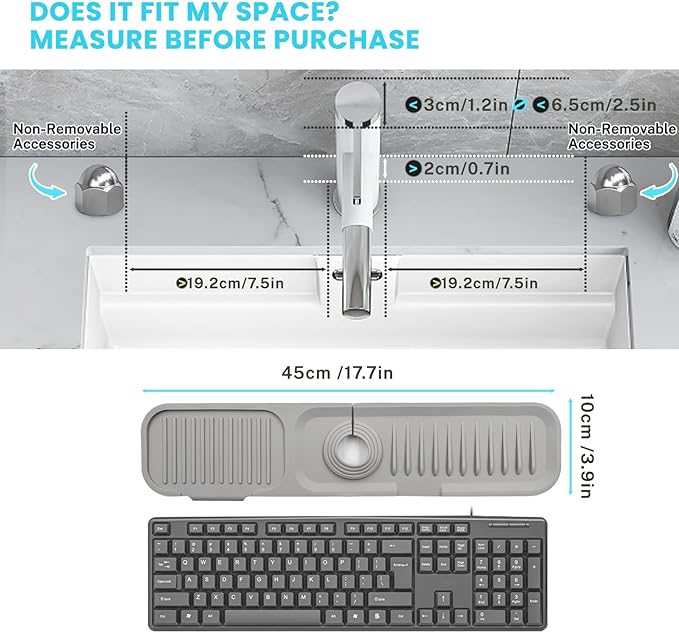 Daily Treasures 45 x 10 cm Splash Sink Guard, Narrow Rim Design Silicone Faucet - Image 2