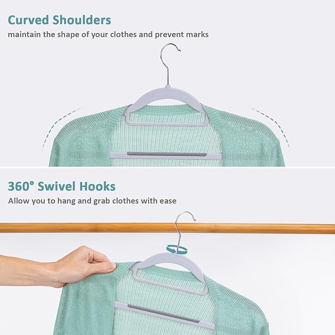 Pack of 50 Coat Hangers, Space-Saving Plastic Clothes Hangers, 0.2 Inches Slim - Image 5