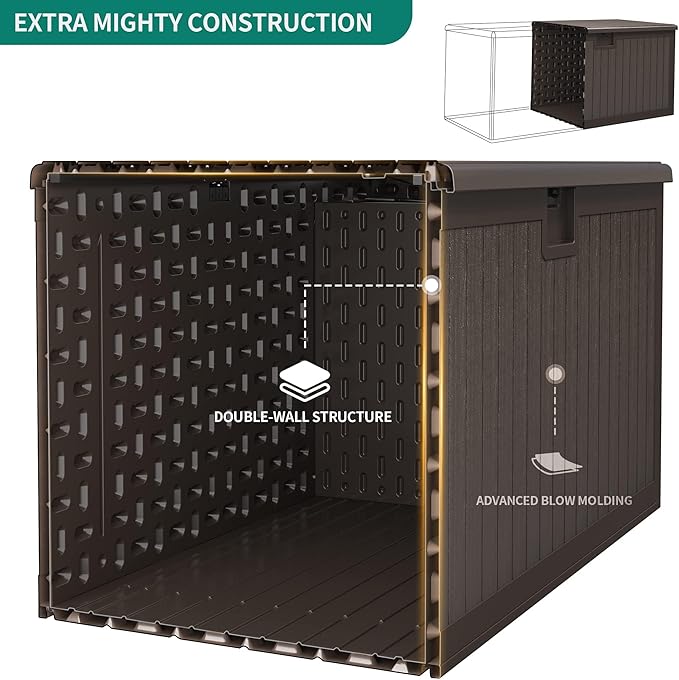 YITAHOME XXL 230 Gallon Large Deck Box,Outdoor Storage for Patio Furniture Cushions,Garden Tools with Flexible Divider,Waterproof,Lockable (Brown) - Image 2