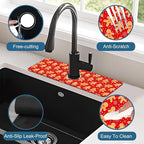 Christmas Merry Xmas Kitchen Sink Splash Guard Faucet Mat Santa Claus Super - Image 4