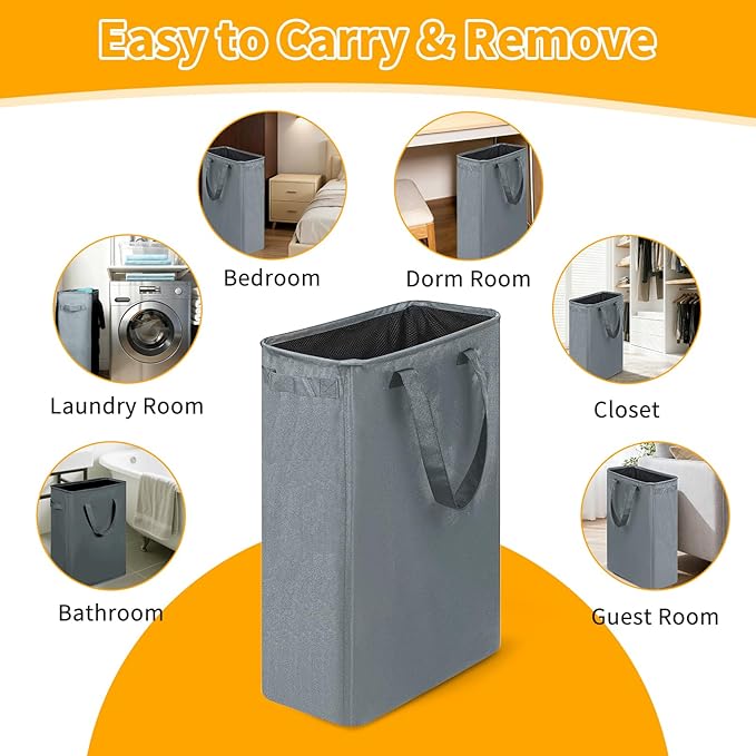 Slim Laundry Hamper, 48L Ultra Thin Collapsible Laundry Basket - Image 6