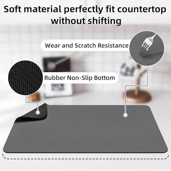 LOPNUR Kitchen Dish Drying Mat, Super Absorbent Dish Drying Pad, Diatomite - Image 4