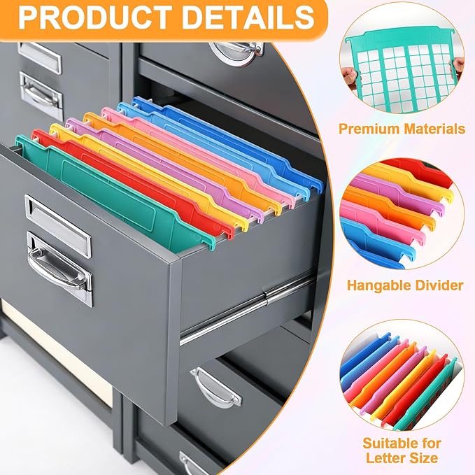 party greeting 8 Pack File and Folder Dividers 9x11.4 Inches Plastic Hanging - Image 3