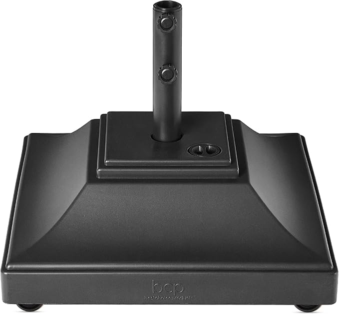 Best Choice Products Fillable Mobile Umbrella Base, Heavy Duty Base, Square Tiered Market Stand for Patio, Deck, Outdoor w/ 4 Wheels, 2 Locks, 2 Knobs, 120lb Capacity - Black by BestChoiceProducts
