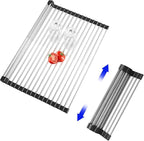 Roll Up Dish Drying Rack, Expandable Over The Sink Dish Drainer, Stainless by CLNGAIKITCHENWARE