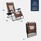 Best Choice Products Oversized Padded Zero Gravity Chair, Folding Outdoor Patio Recliner, XL Anti Gravity Lounger for Backyard w/Headrest, Cup Holder, Side Tray, Polyester Mesh - Brown/Oyster - Image 2